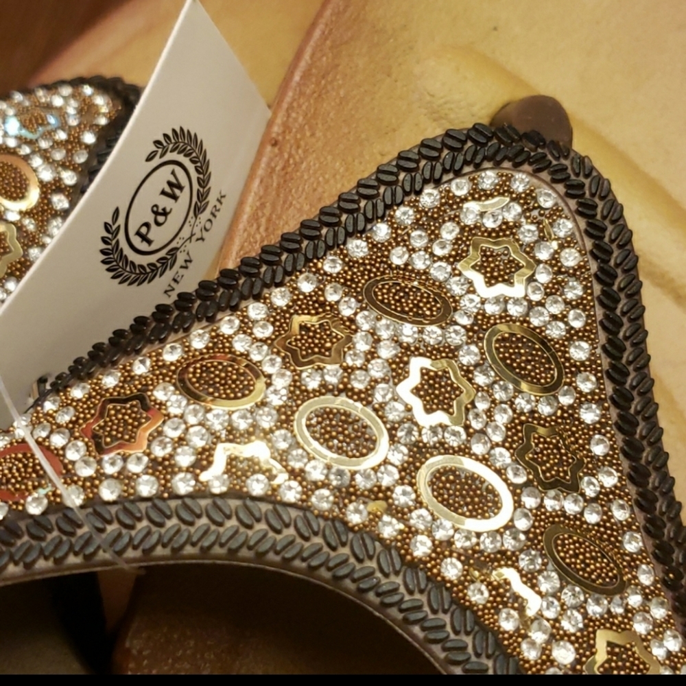 3 PAIR SET Dana Black, Brown, & White Jeweled Thong Flip Flops - Picture 7 of 12